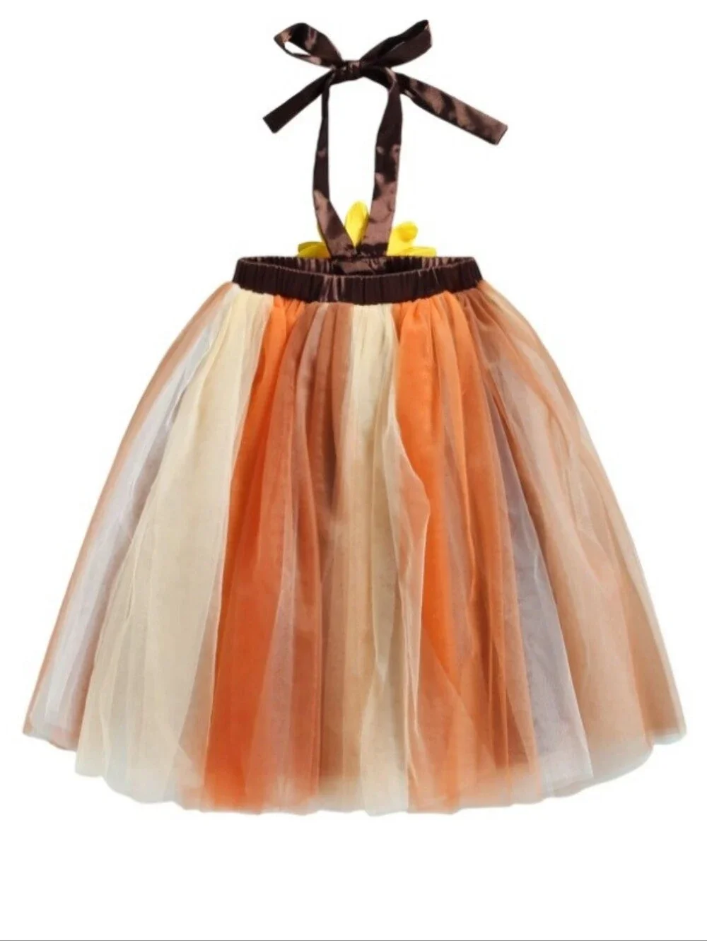 Toddler Fall Sunflower Tutu Dress Halter Ribbon Halloween Pumpkin Patch Outfit